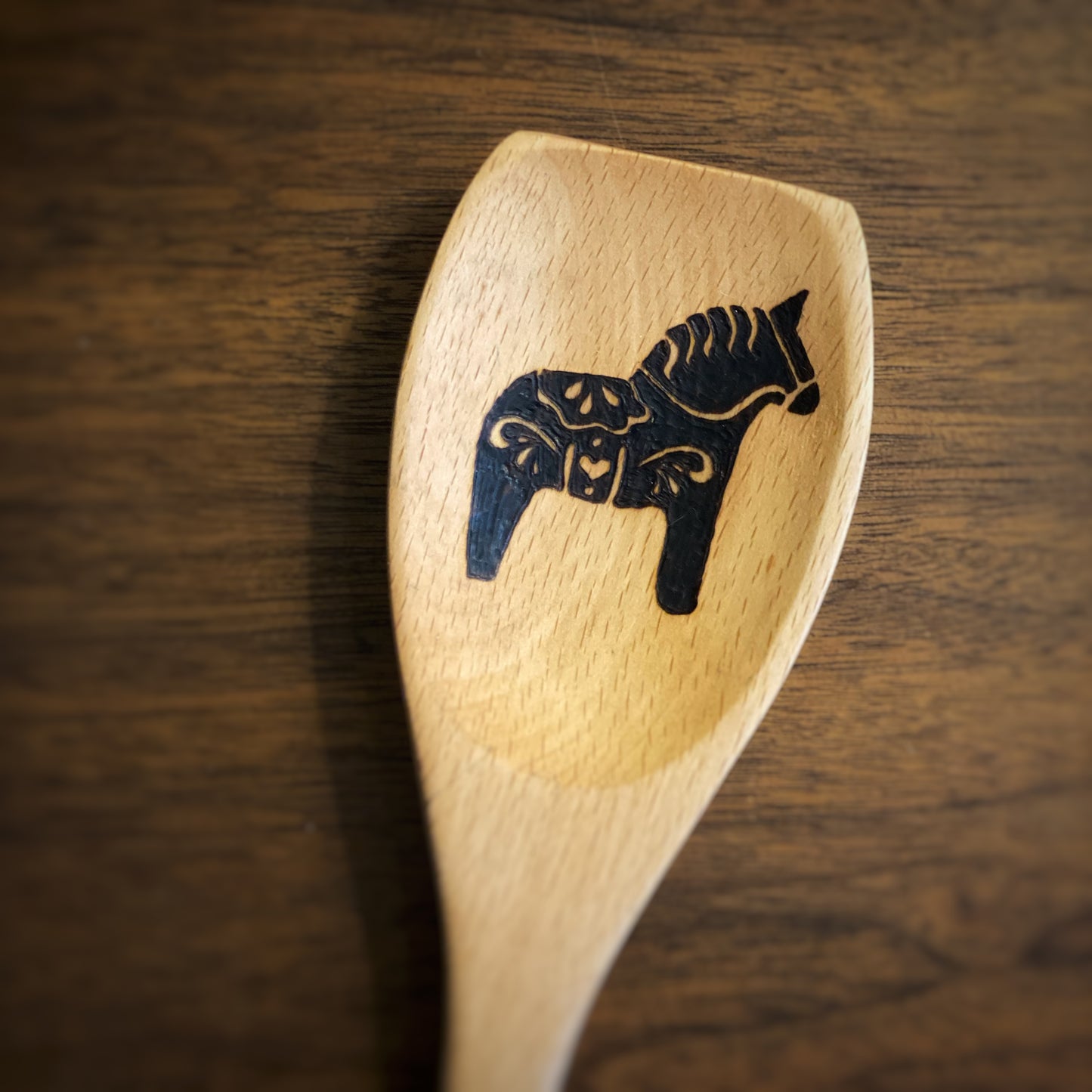 Dala Horse Wood Burned Spoon
