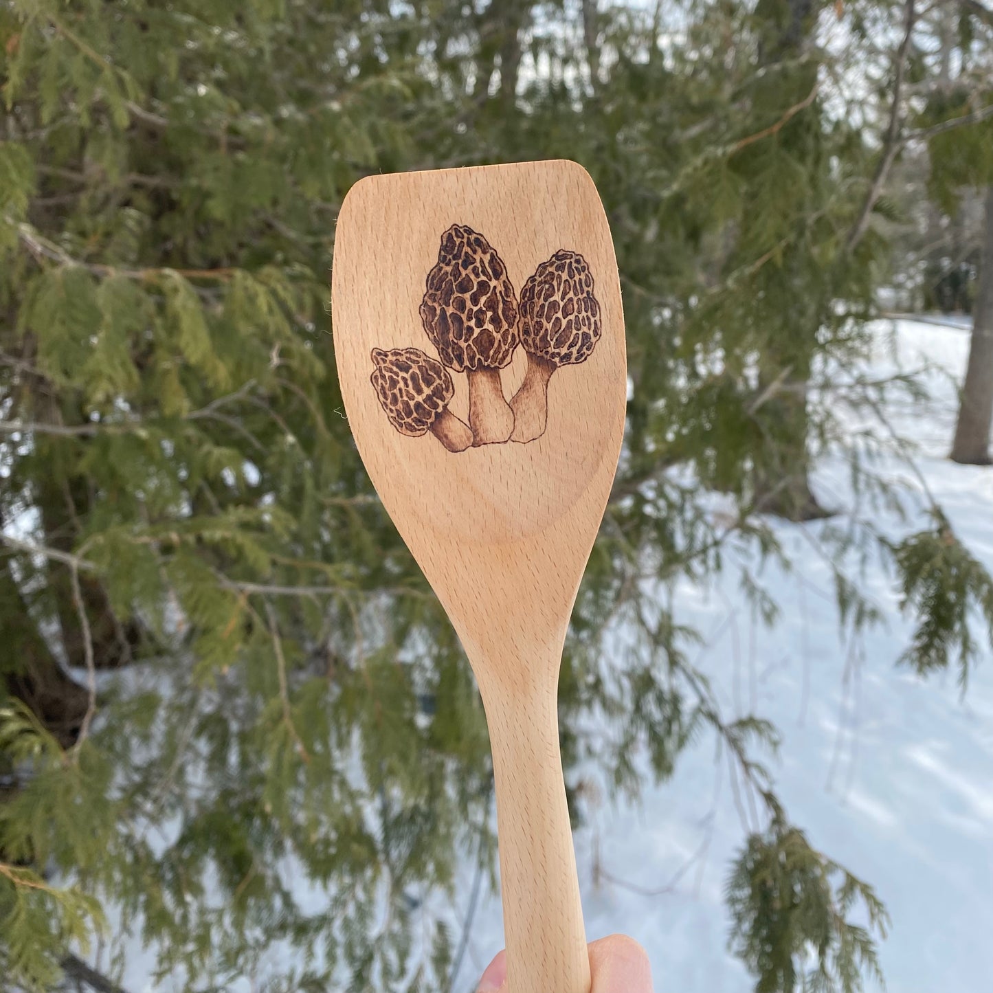 Morel Mushroom Wood Burned Spoon