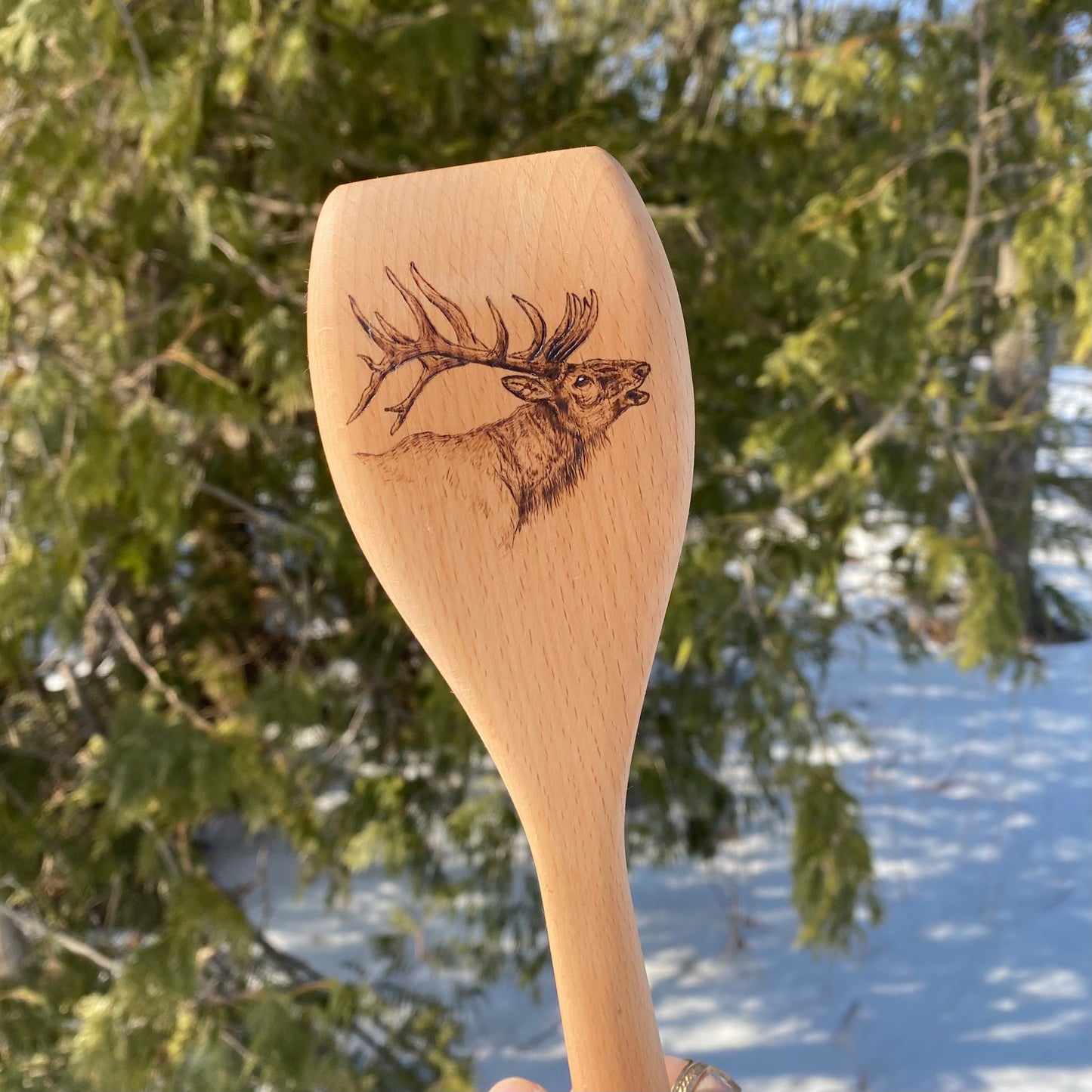 Elk Wood Burned Spoon