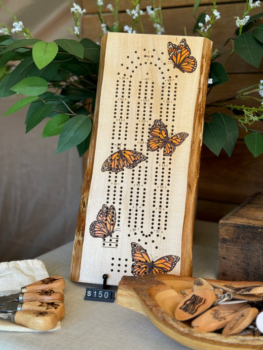 Monarch Butterfly Cribbage Board