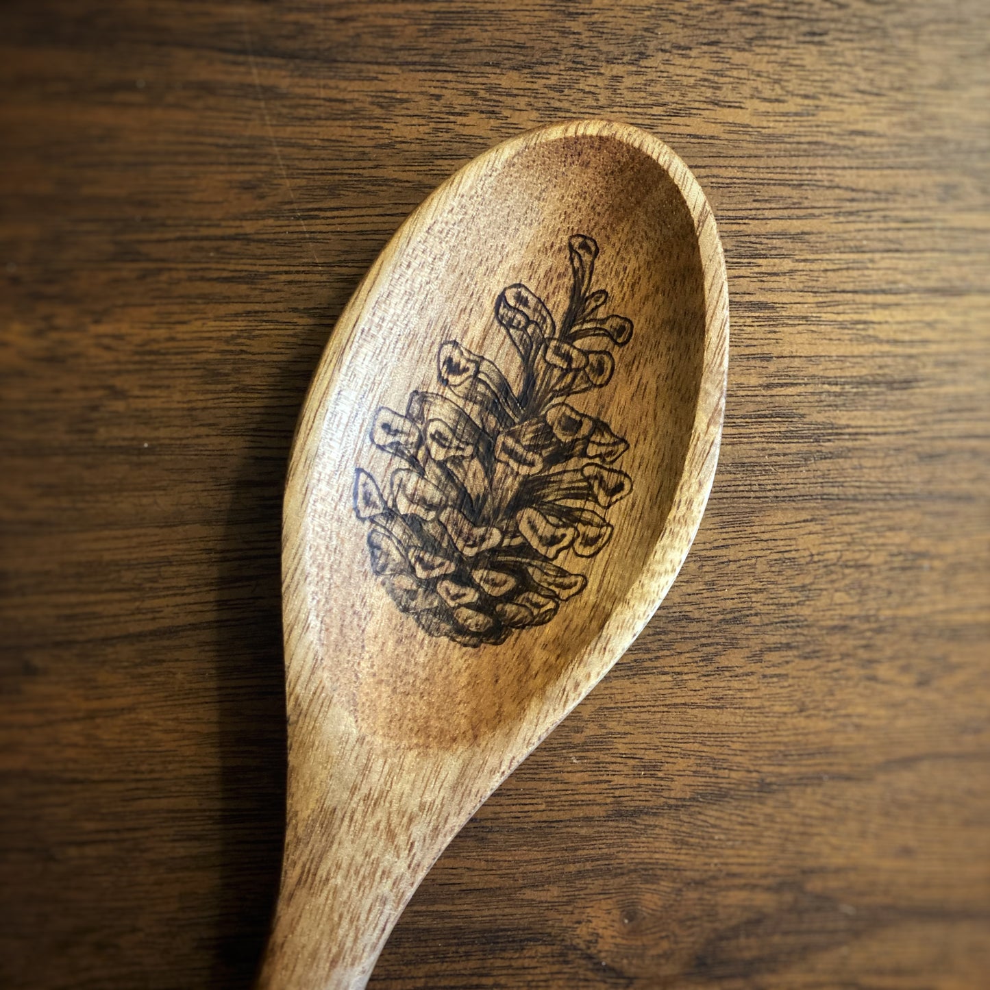 Pinecone Wood Burned Spoon
