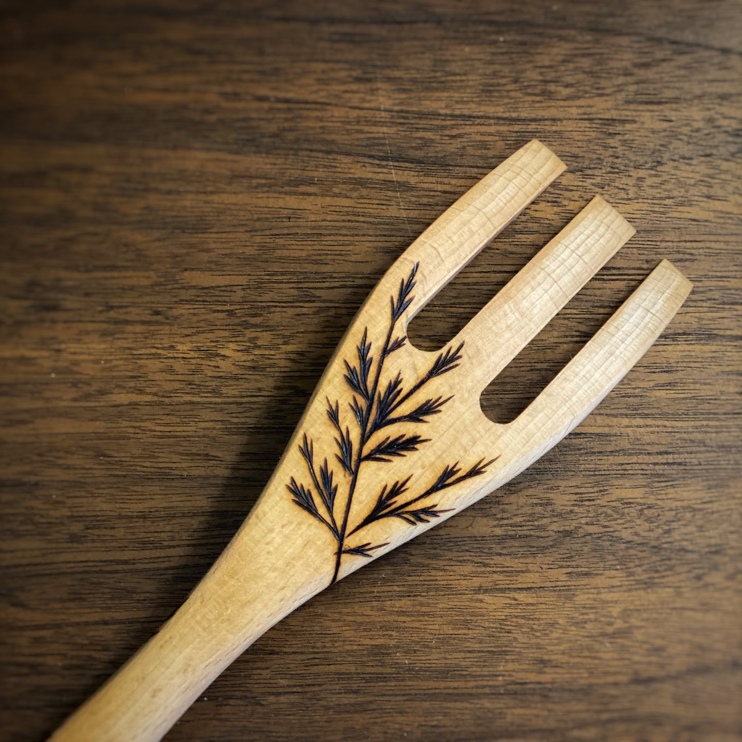 Evergreen Wood Burned Fork