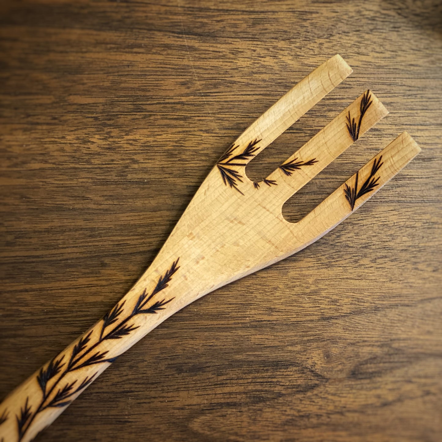 Evergreen Wood Burned Fork