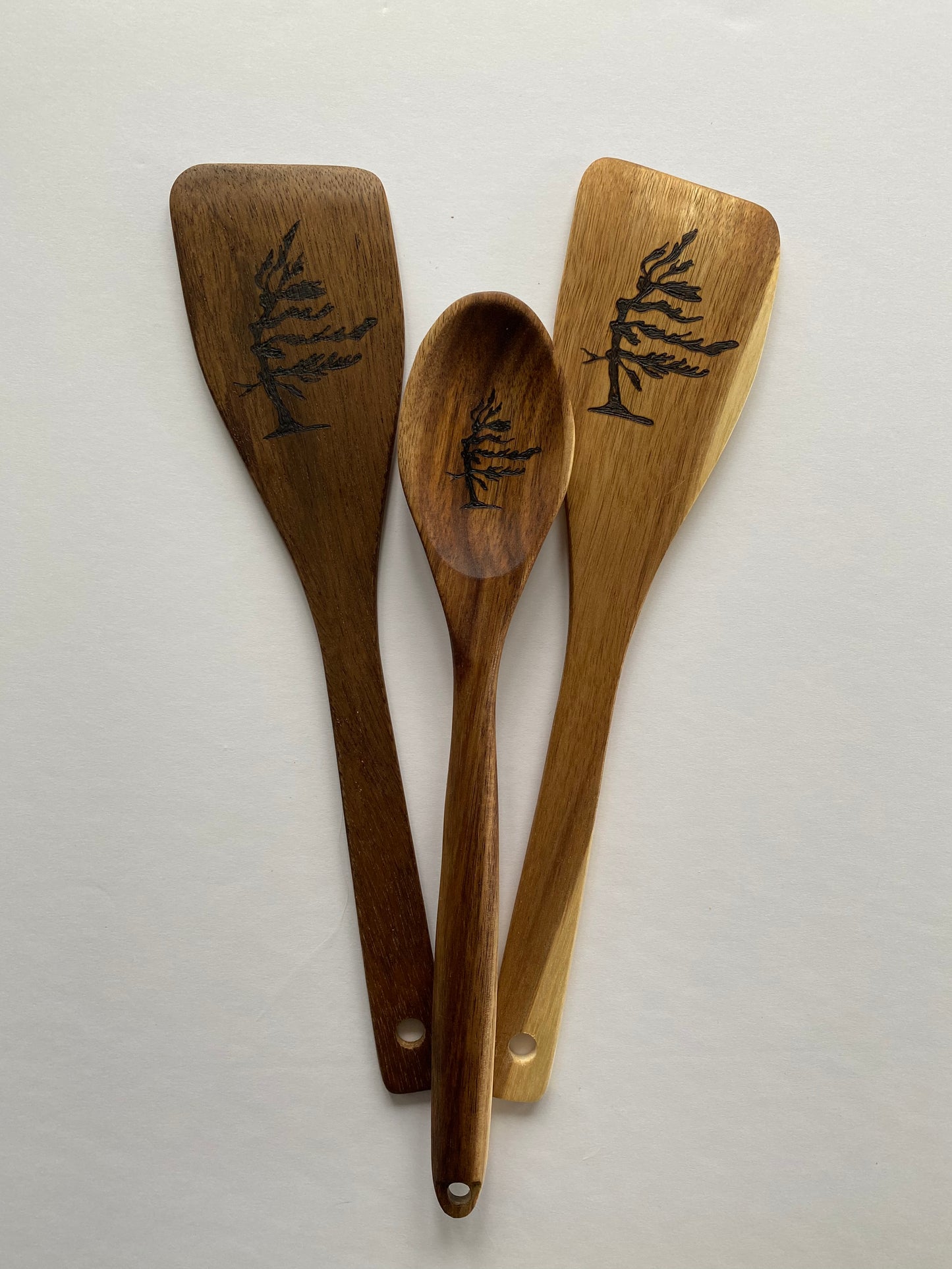 Wood Burned Windswept Tree Spoon